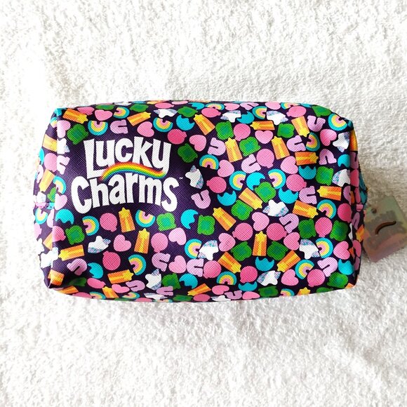 New! Old School LUCKY CHARMS Colorful 8" x 4.5" x 3.5" Cosmetic Bag SO CUTE! - Picture 1 of 8